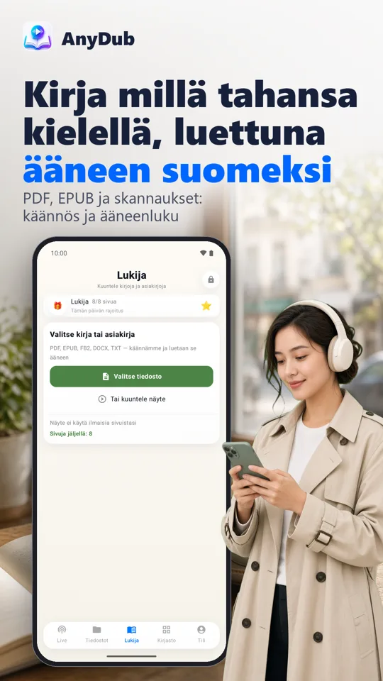 AnyDub: Video- ja PDF-kääntäjä: 