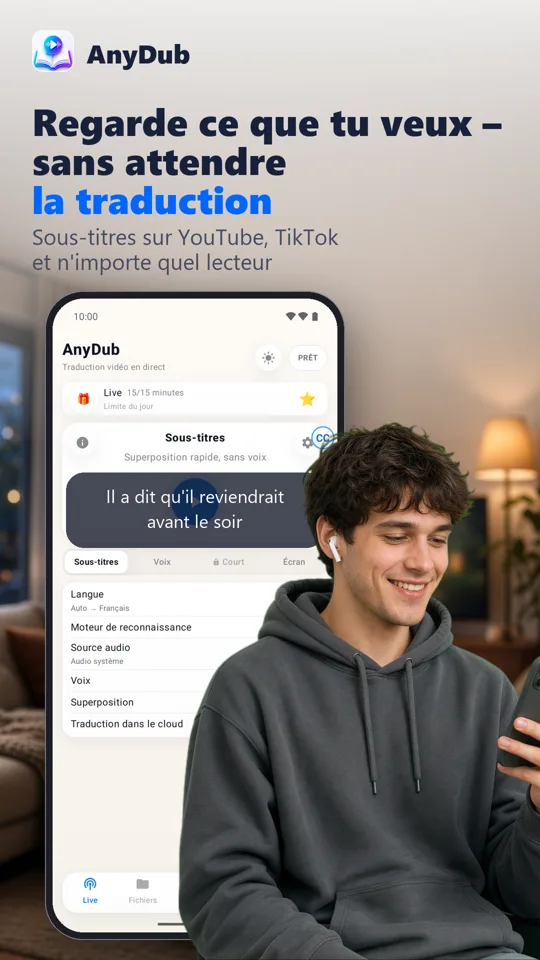 AnyDub: traduire vidéo et PDF: capture d'écran 2