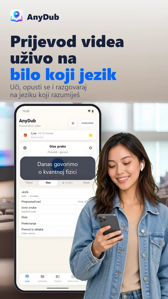 AnyDub: Prijevod videa i PDF-a: glavni zaslon