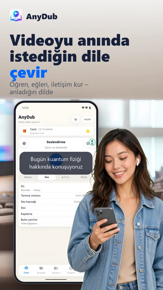 AnyDub: video ve PDF çeviri: ana ekran