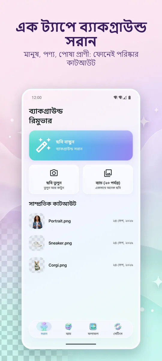 পটভূমি সরান: প্রধান স্ক্রিন