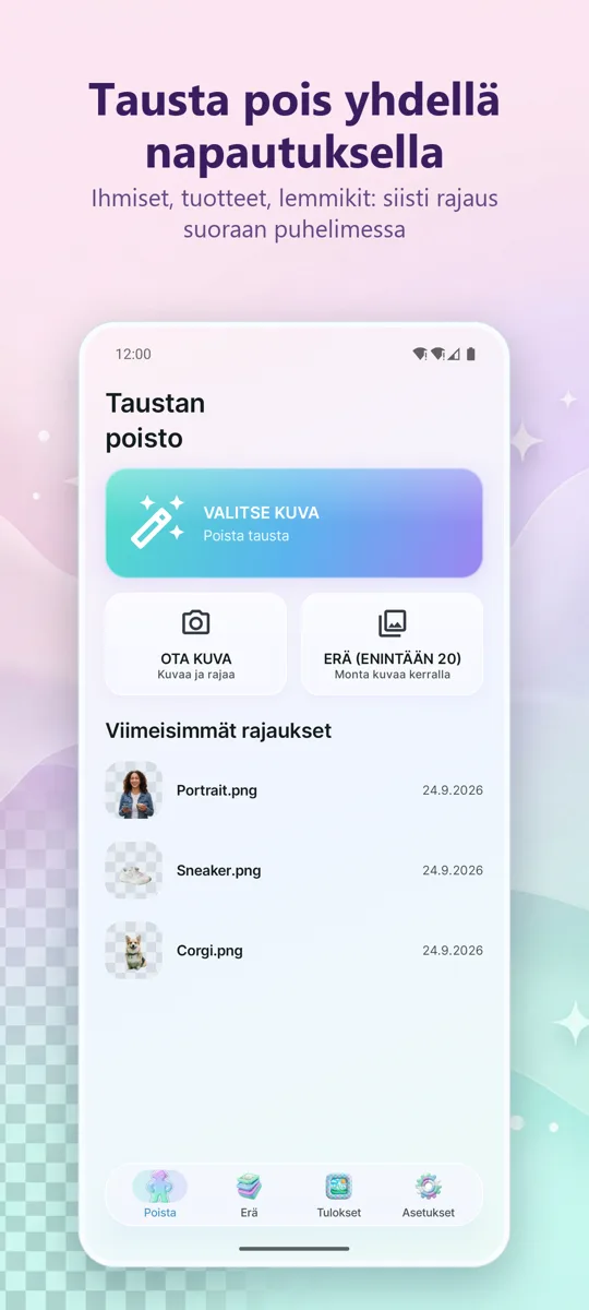 Taustanpoistaja: päänäkymä