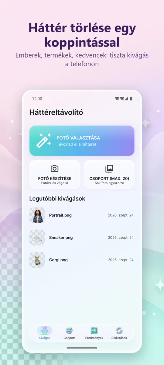 Háttér Eltávolítása: főképernyő
