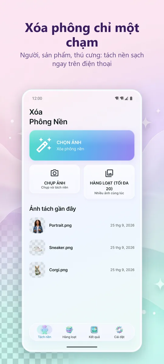 Xóa Nền Ảnh: màn hình chính