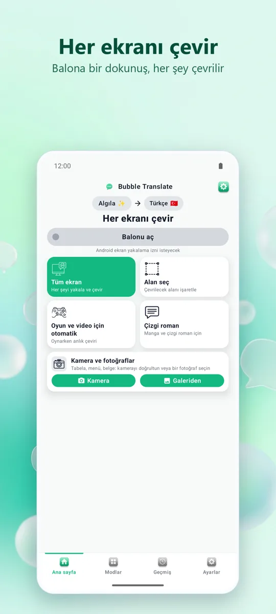 Bubble Translate: ana ekran
