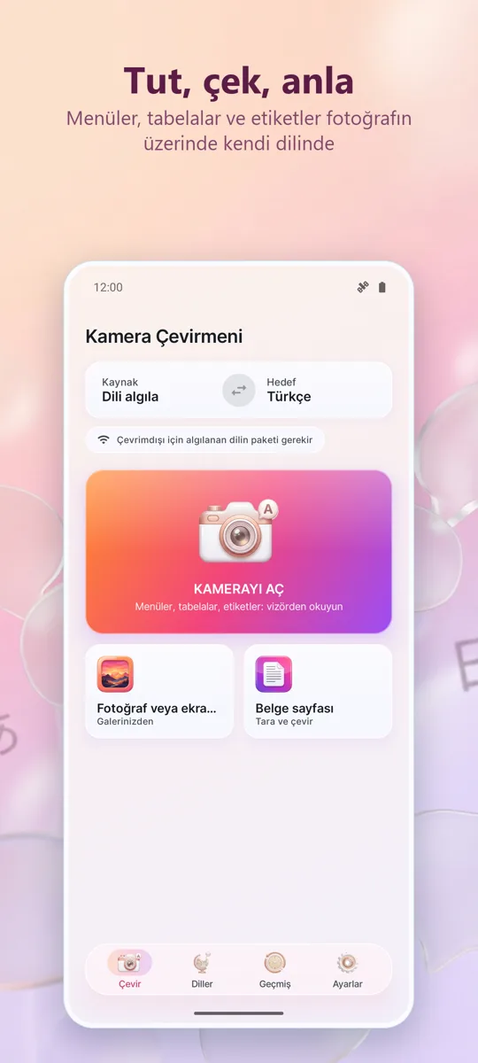 Kamera Çevirmen: Fotoğraf: ana ekran
