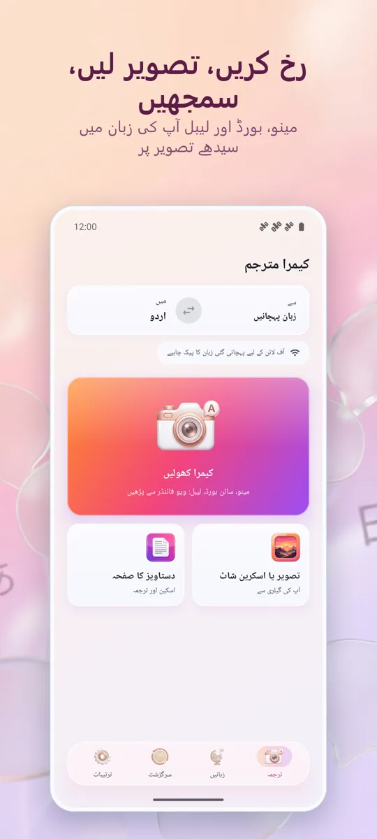 کیمرہ مترجم: تصویر: مرکزی اسکرین