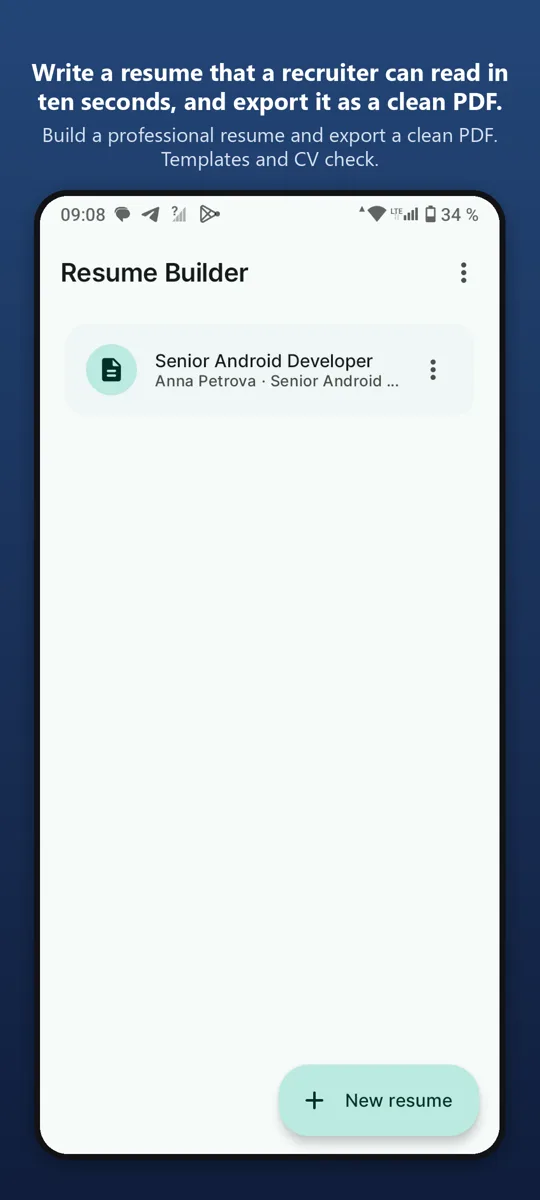 Resume Builder: CV Maker — main screen