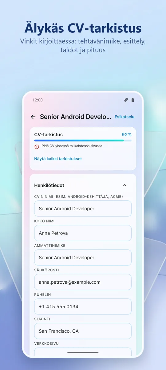 Ansioluettelon luoja: CV Maker: 