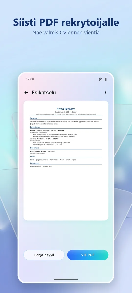 Ansioluettelon luoja: CV Maker: 