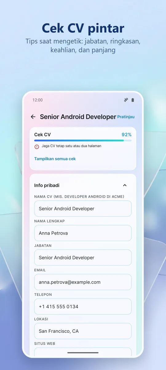 Pembuat Resume: CV Profesional: 