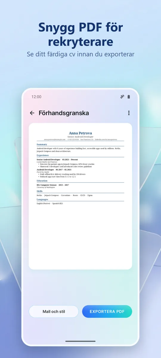 CV-byggare: Skapa ditt CV: skärmbild 3
