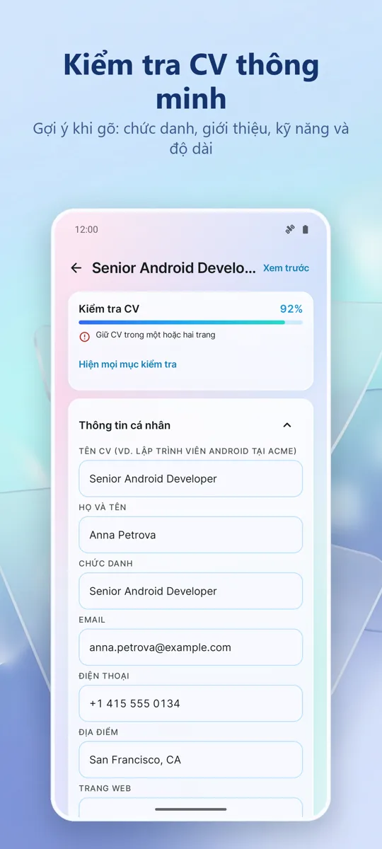 Tạo Resume: 