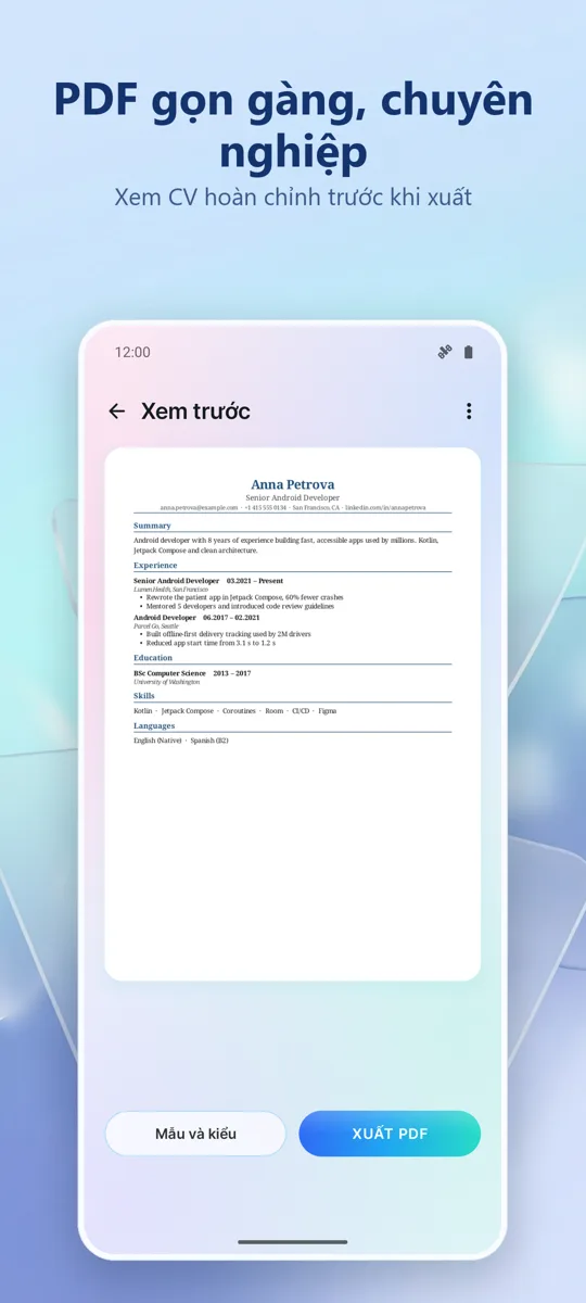 Tạo Resume: 