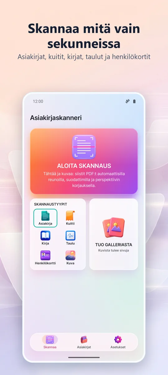 Asiakirjaskanneri: päänäkymä