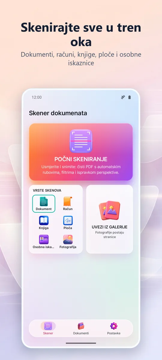 Skener dokumenata: PDF: glavni zaslon
