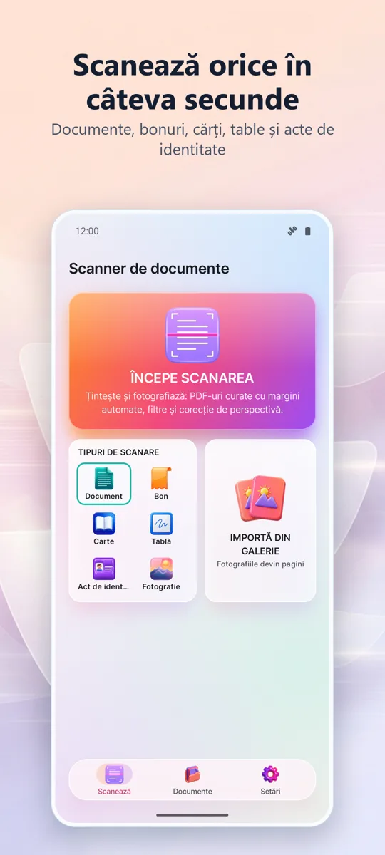 Scaner documente: PDF: ecranul principal