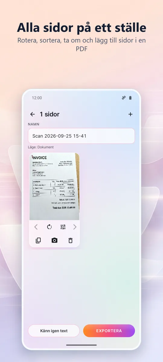 Dokumentskanner: PDF-skanning: skärmbild 2