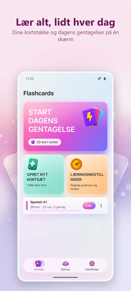 Flashcards: Intervalstudie: hovedskærm