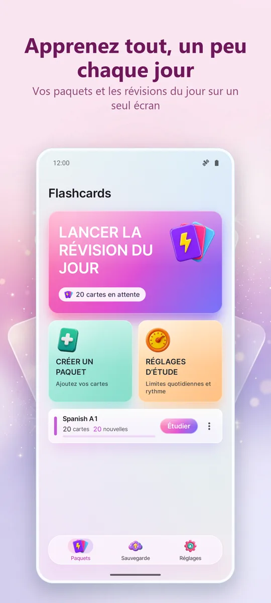 Flashcards: Étude Espacée: écran principal