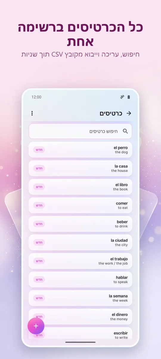 כרטיסיות: למידה מרווחת: צילום מסך 4