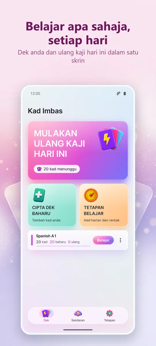 Flashcards: Kajian Berjarak: skrin utama
