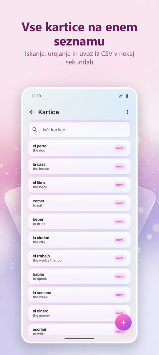 Kartice: Učenje z razmiki: posnetek zaslona 4