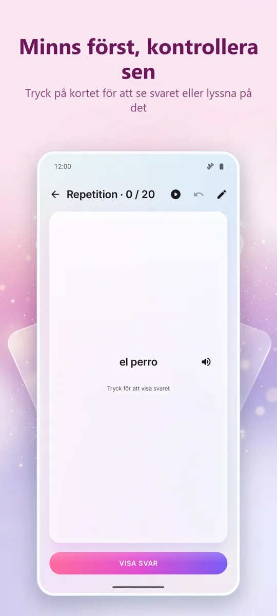Flashcards: Intervallstudier: skärmbild 2