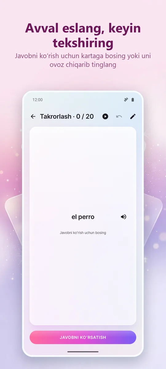 Flashcards: Oraliq O‘rganish: 
