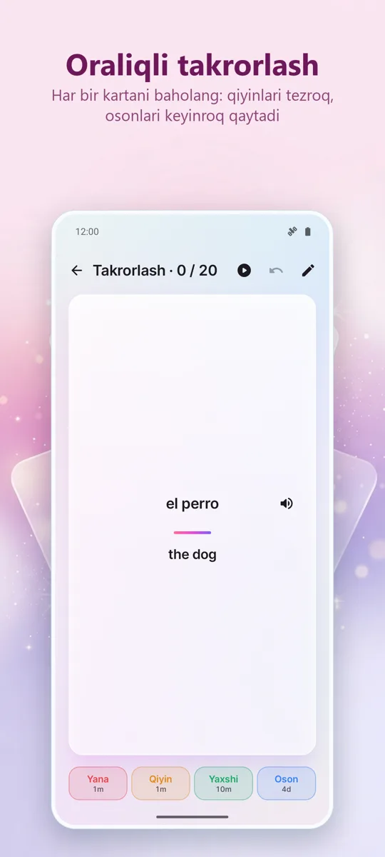 Flashcards: Oraliq O‘rganish: 
