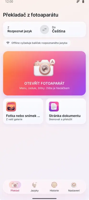 Překladač fotoaparátem