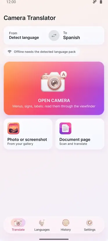 Camera Translator: Photo