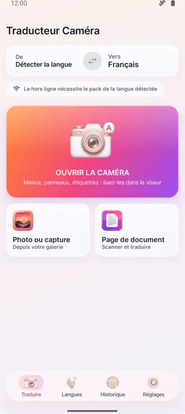 Traducteur Caméra : Photo
