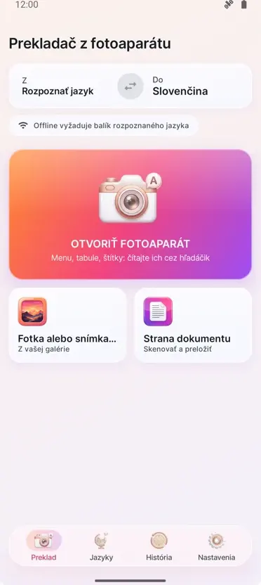 Prekladač fotoaparátom