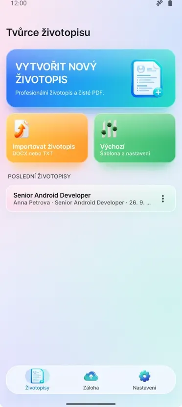 Tvorba životopisů: CV Maker