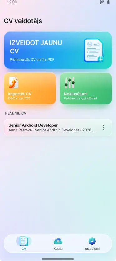 CV veidotājs: Dzīvesgājums