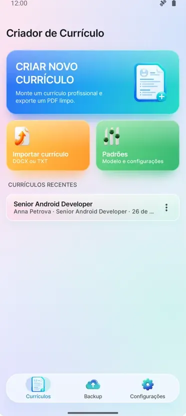 Criador de Currículo