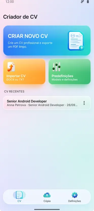 Criador de CV: Currículo