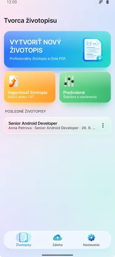 Tvorba životopisov: CV Maker