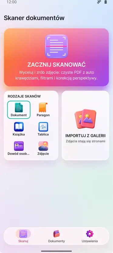 Skaner dokumentów: PDF