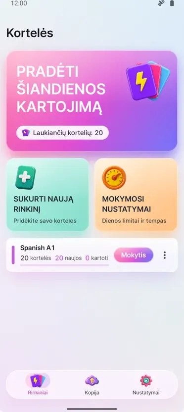 Kortelės: Mokymasis su tarpais