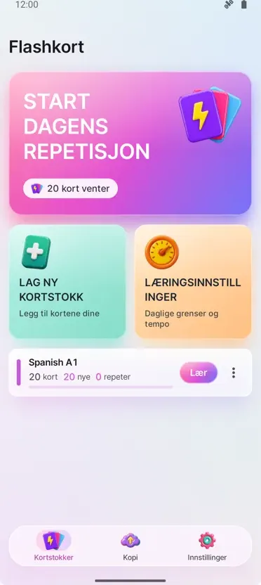 Flashkort: Repetert læring