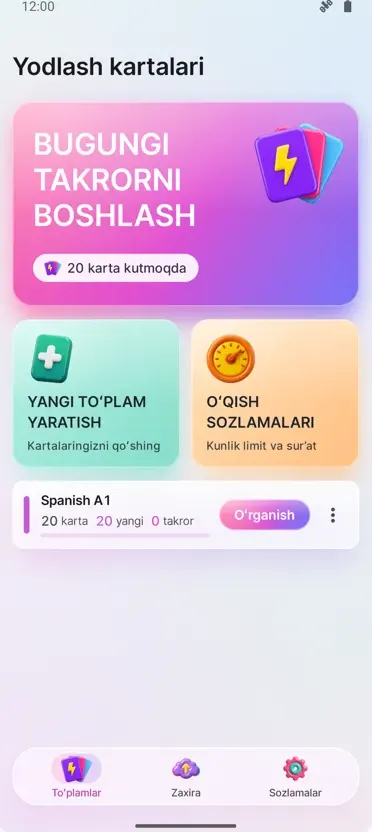 Flashcards: Oraliq O‘rganish