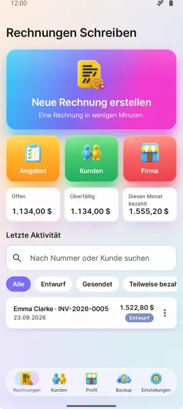 Rechnungs-App: PDF erstellen