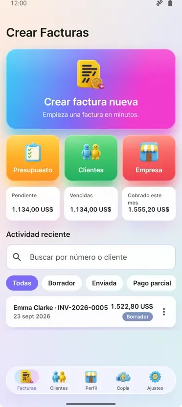Facturas y presupuestos PDF