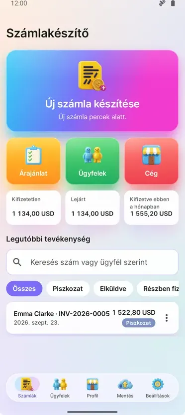 Számlák és árajánlatok PDF