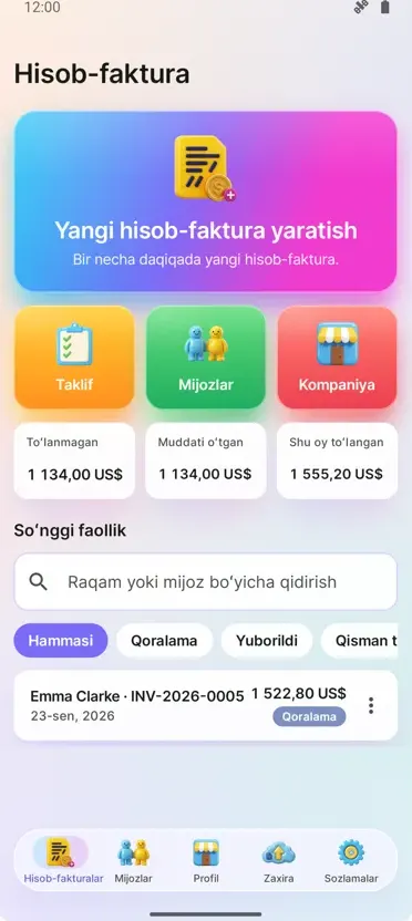 Faktura Yaratish: PDF Hisob