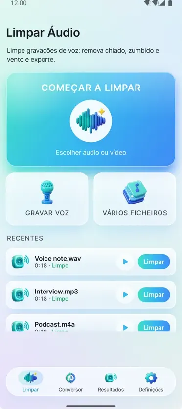 Remover Ruído: Áudio Limpo