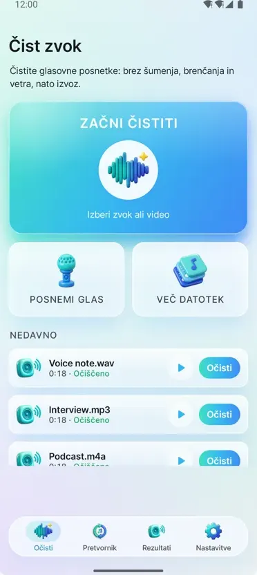 Odstranjevalec šuma: Čist zvok