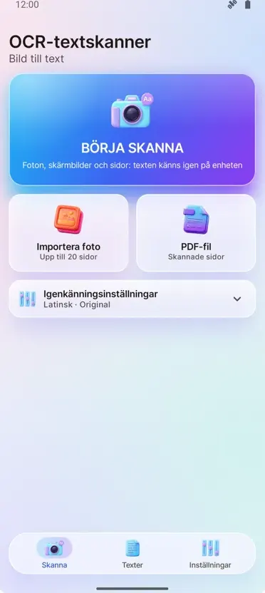 OCR-skanner: Bild till text